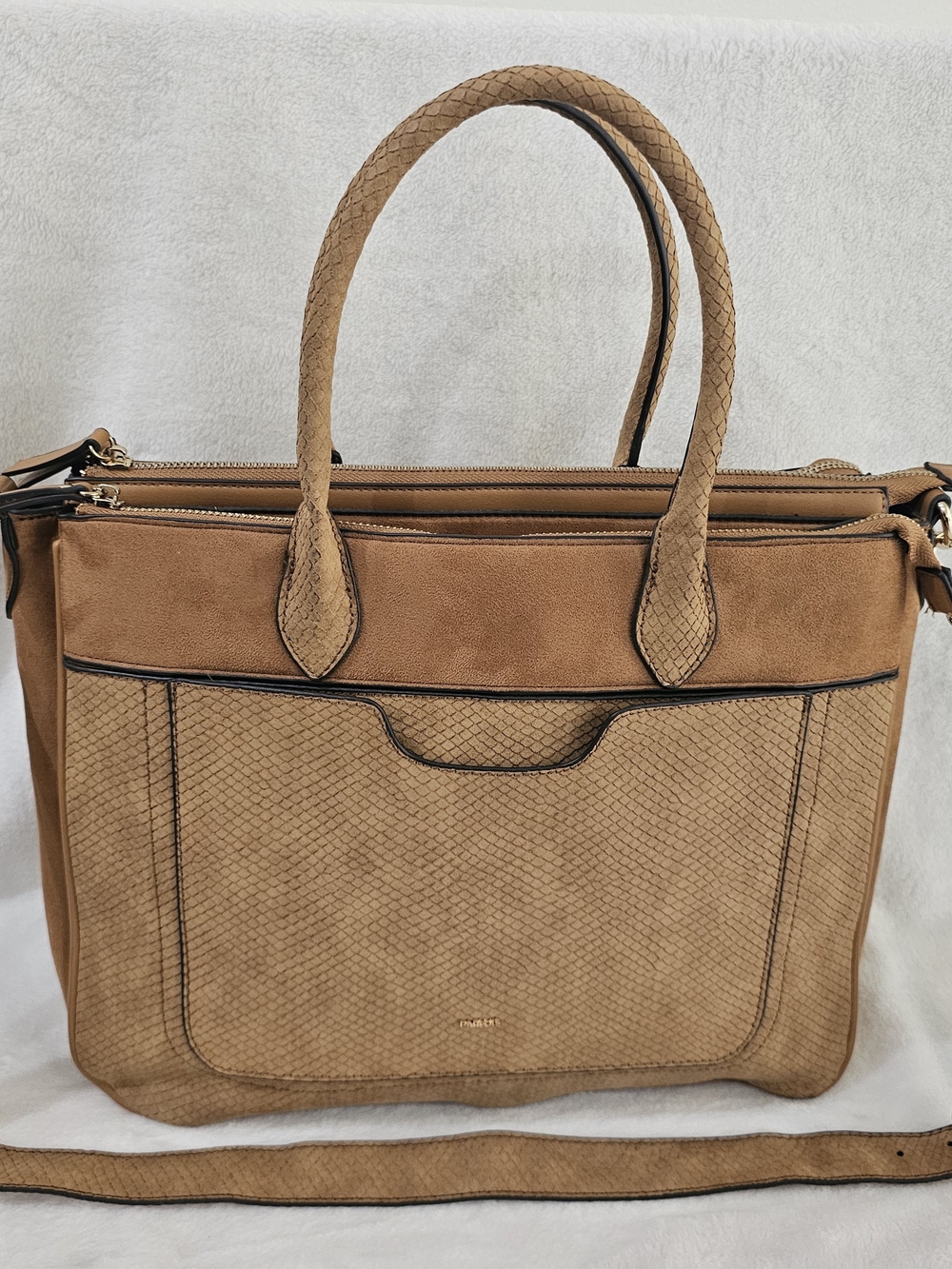 Parfois tote bag with textured snakeskin-effect panels